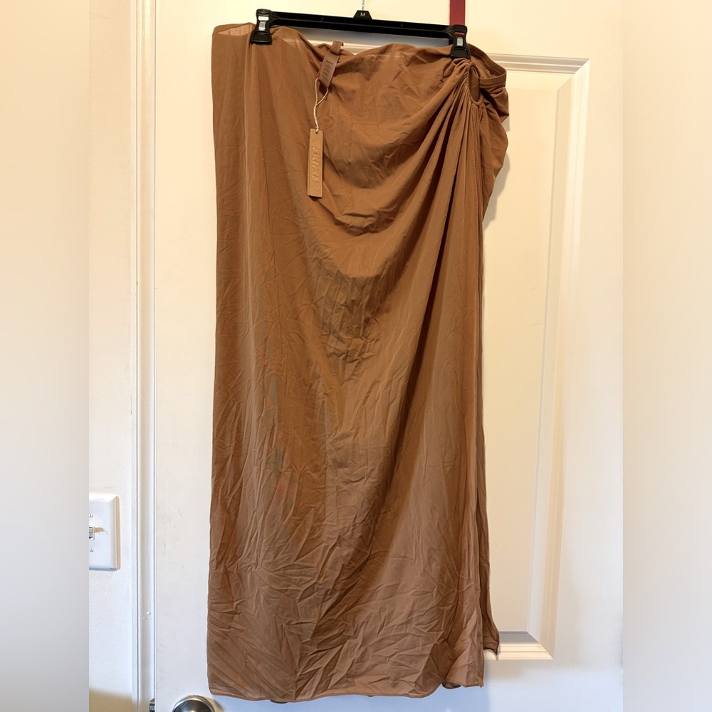 Skims Mesh Coverup Sarong Skirt Size 2XL Color Almond New With Tags